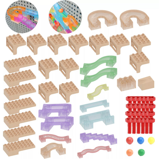 MASTERKIDZ konstruktoriaus rinkinys kamuoliukų bėgimui STEM lentai, 63 vnt.