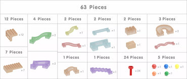 MASTERKIDZ konstruktoriaus rinkinys kamuoliukų bėgimui STEM lentai, 63 vnt.