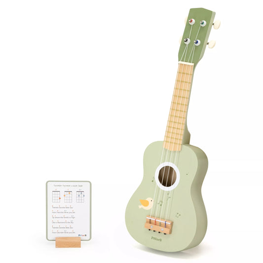 Viga medinė ukulele gitara vaikams, žalia, su natomis