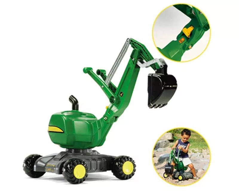Rolly Toys RollyDigger John Deere ekskavatorius su važiavimo lazda