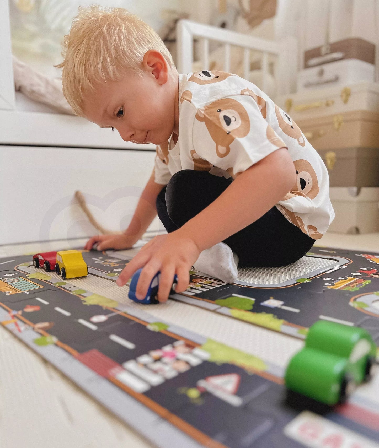 WOOPIE GREEN dėlionė vaikams, greitkelio modelis, 21 detalė, sertifikuota FSC