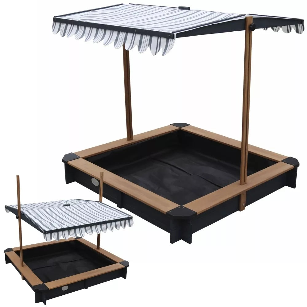 AXI medinė smėlio dėžė su stogeliu ir suoliukais