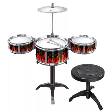 WOOPIE edukaciniai mušamieji vaikams: 3 būgnai, 1 cimbolas + taburetė