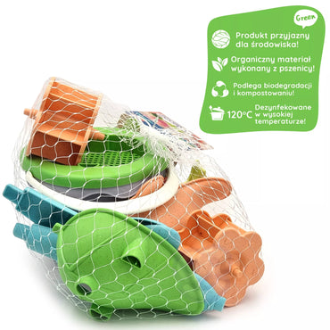 Woopie GREEN ekologiškas smėlio rinkinys su kibirėliu ir malūnėliu (4 dalys)