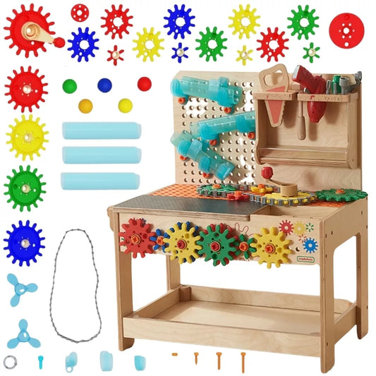 MASTERKIDZ Medinės Montessori STEM dirbtuvės su įrankiais + priedais