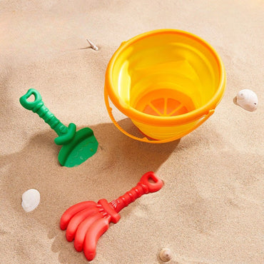 Tropikų stiliaus paplūdimio smėlio rinkinys su sulankstomu kibirėliu