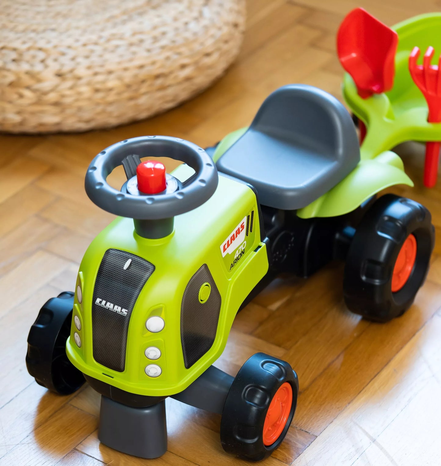 FALK Ride-on Claas 470 Arion Green su priekaba + smėlio rinkinys