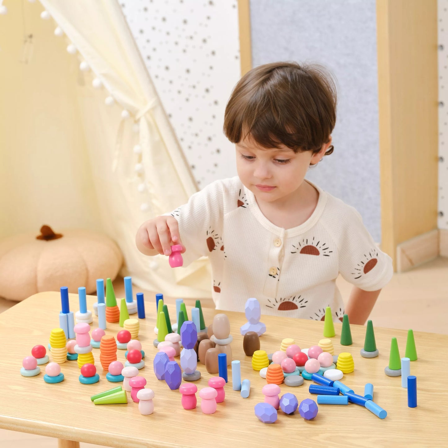 VIGA „Nature Treasures“ medinės kaladėlės – Montessori dėlionė