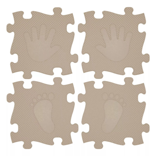 WOOPIE sensorinis kilimėlis ortopedinis dėlionės kilimėlis rankoms ir kojoms, 16 detalių – smėlio spalvos