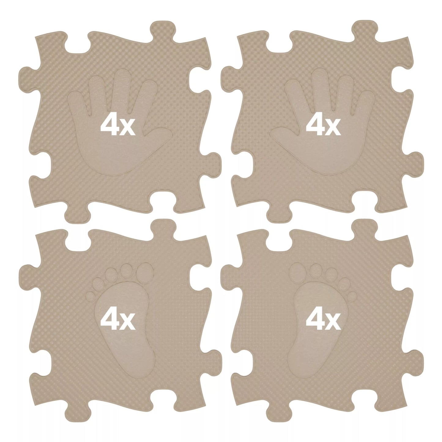 WOOPIE sensorinis kilimėlis ortopedinis dėlionės kilimėlis rankoms ir kojoms, 16 detalių – smėlio spalvos