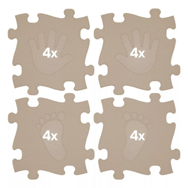 WOOPIE sensorinis kilimėlis ortopedinis dėlionės kilimėlis rankoms ir kojoms, 16 detalių – smėlio spalvos