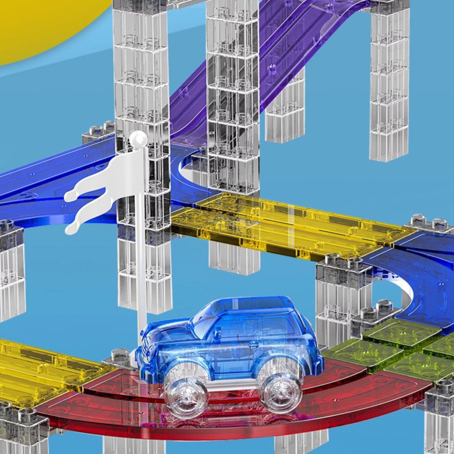 WOOPIE magnetinių automobilių lenktynių trasa + 137vnt