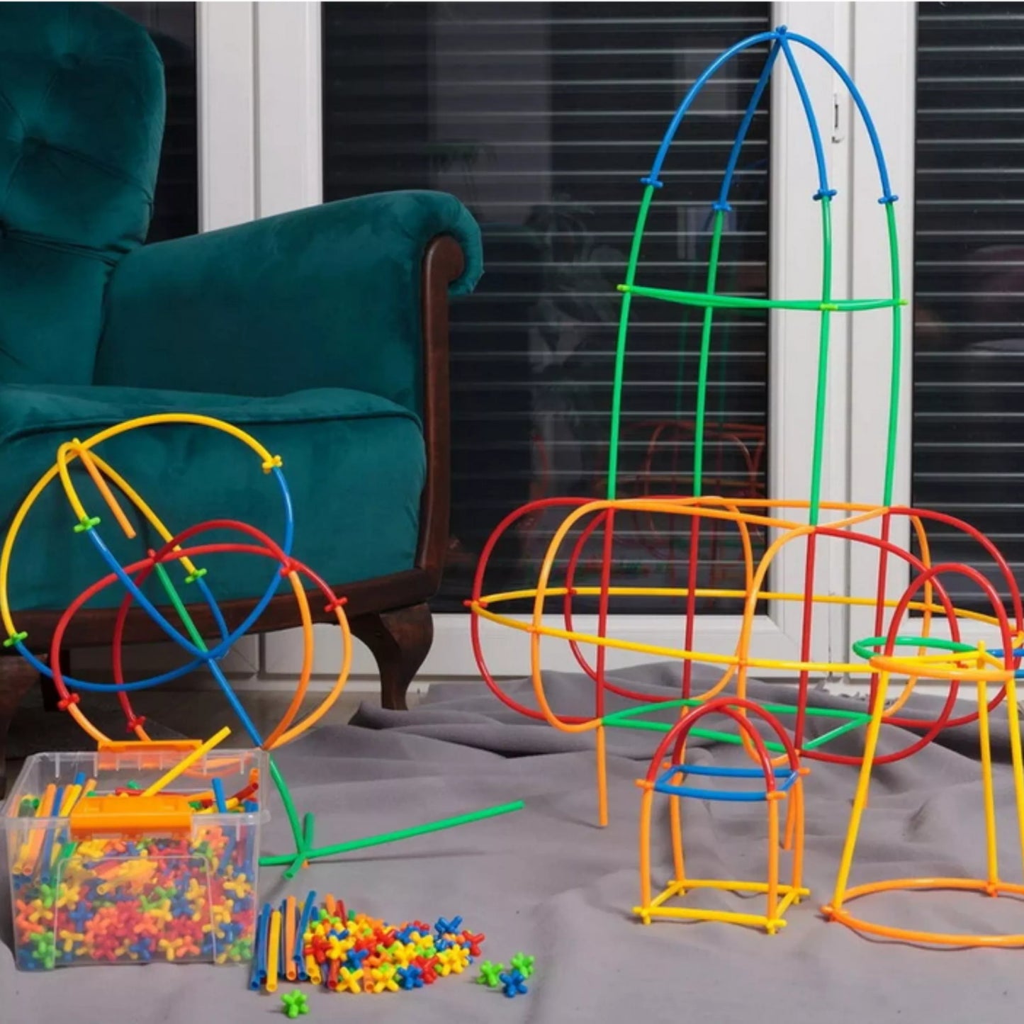 WOOPIE statybinių kaladėlių šiaudeliai, spalvingi, 500 vnt.