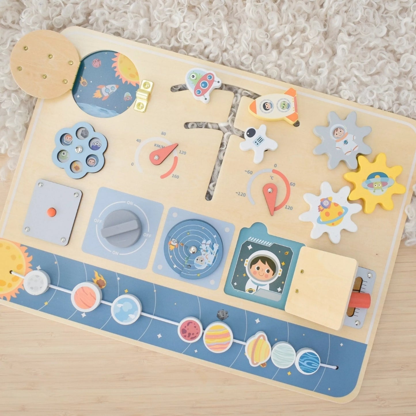 TOOKY ŽAISLAS Medinis Montessori Educational Board Astronaut Spaceship