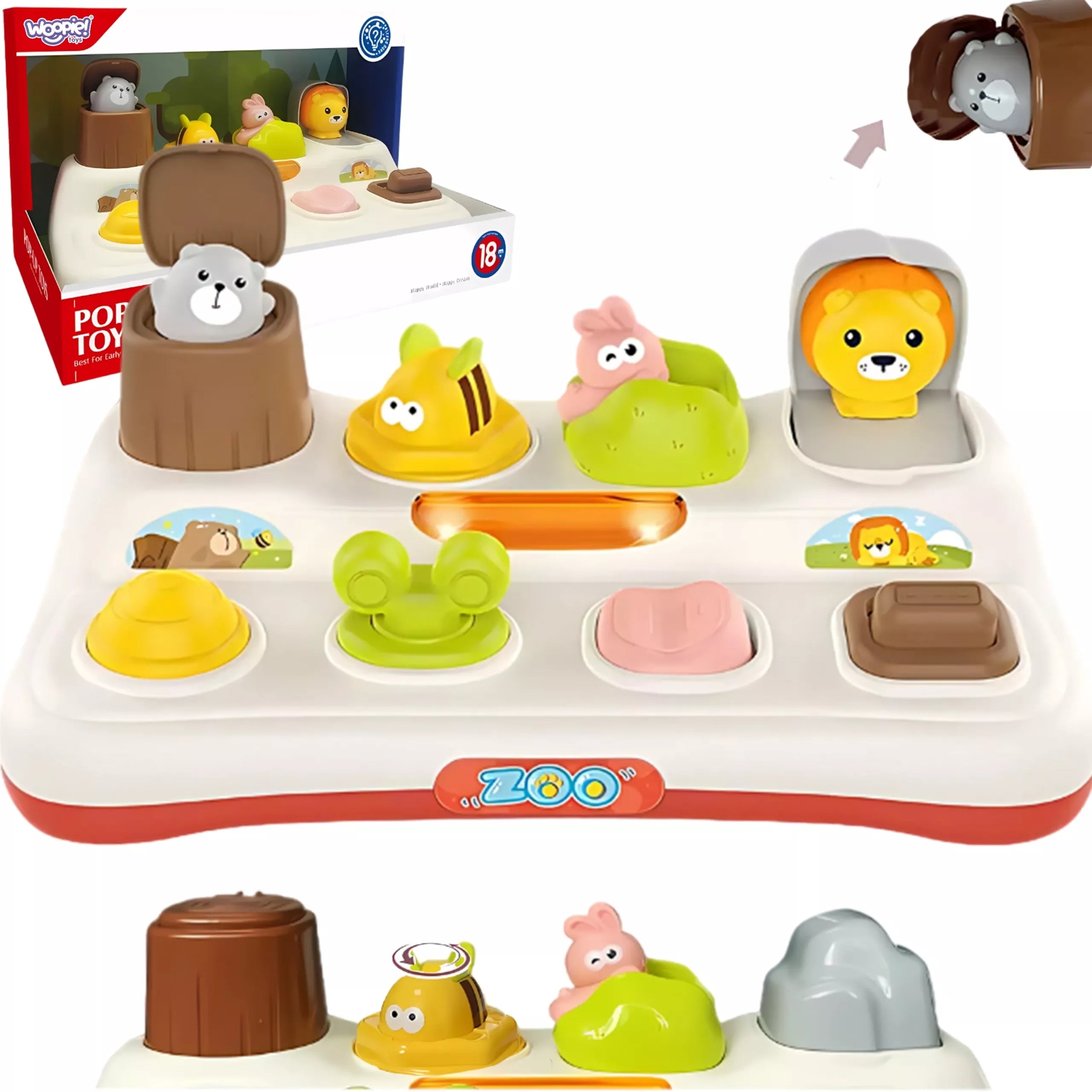 WOOPIE BABY edukacinis žaislas iššokantis zoologijos sodo gyvūnas
