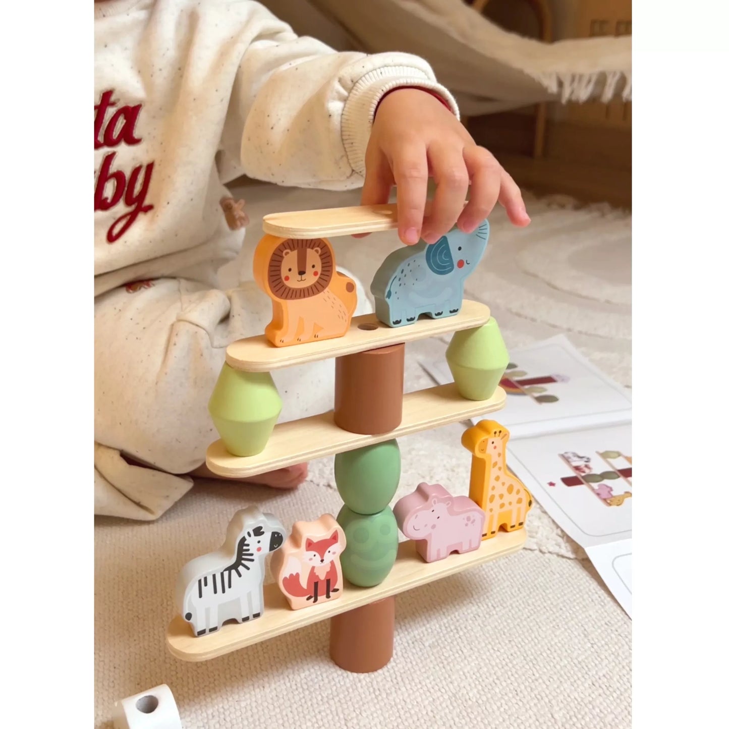 WOOPIE GREEN balansuojanti medinių gyvūnų dėlionė