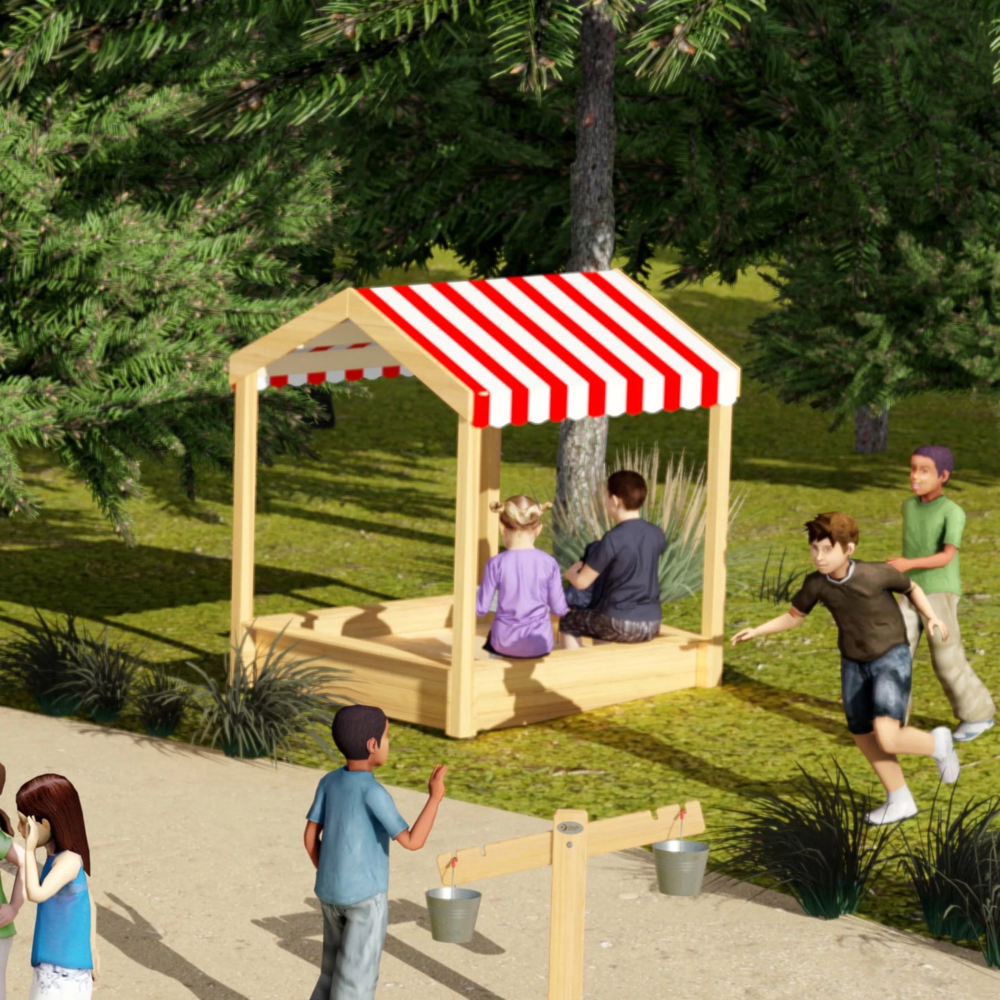 CLASSIC WORLD EDU Medinė smėlio dėžė su baldakimu