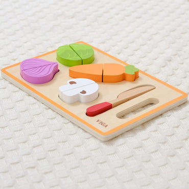 VIGA Mediniai Montessori Švietimo Dėlionė Pjovimo Daržovės