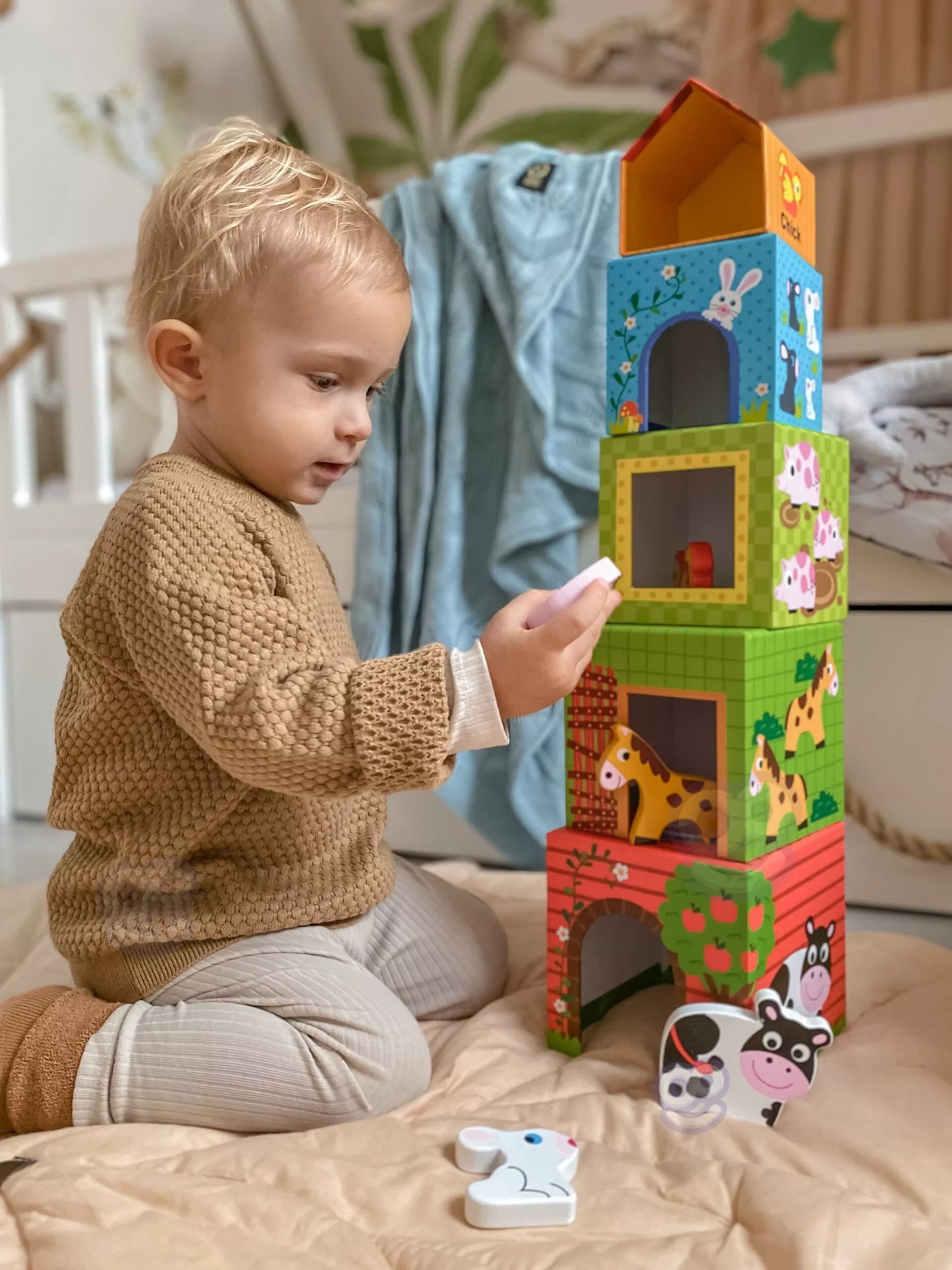 WOOPIE GREEN Dėlionė „Ūkis“ – Dėžutės su Gyvūnėliais, 10 dalių