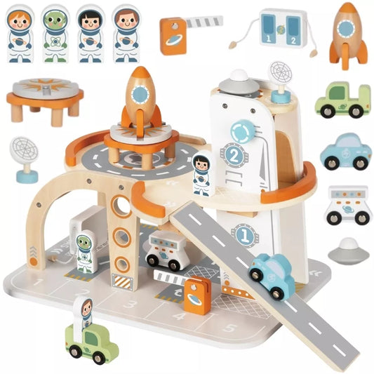 TOOKY TOY medinė automobilių stovėjimo aikštelė