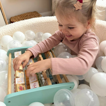 TOOKY TOY dvipusis abakusas su abėcėlės paveikslėliais