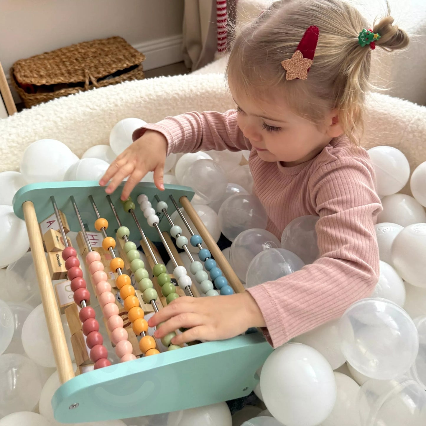 TOOKY TOY dvipusis abakusas su abėcėlės paveikslėliais