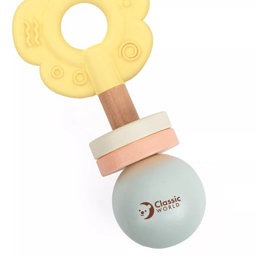 Medinis–silikoninis barškutis „Gėlytė“ (nuo 0+)