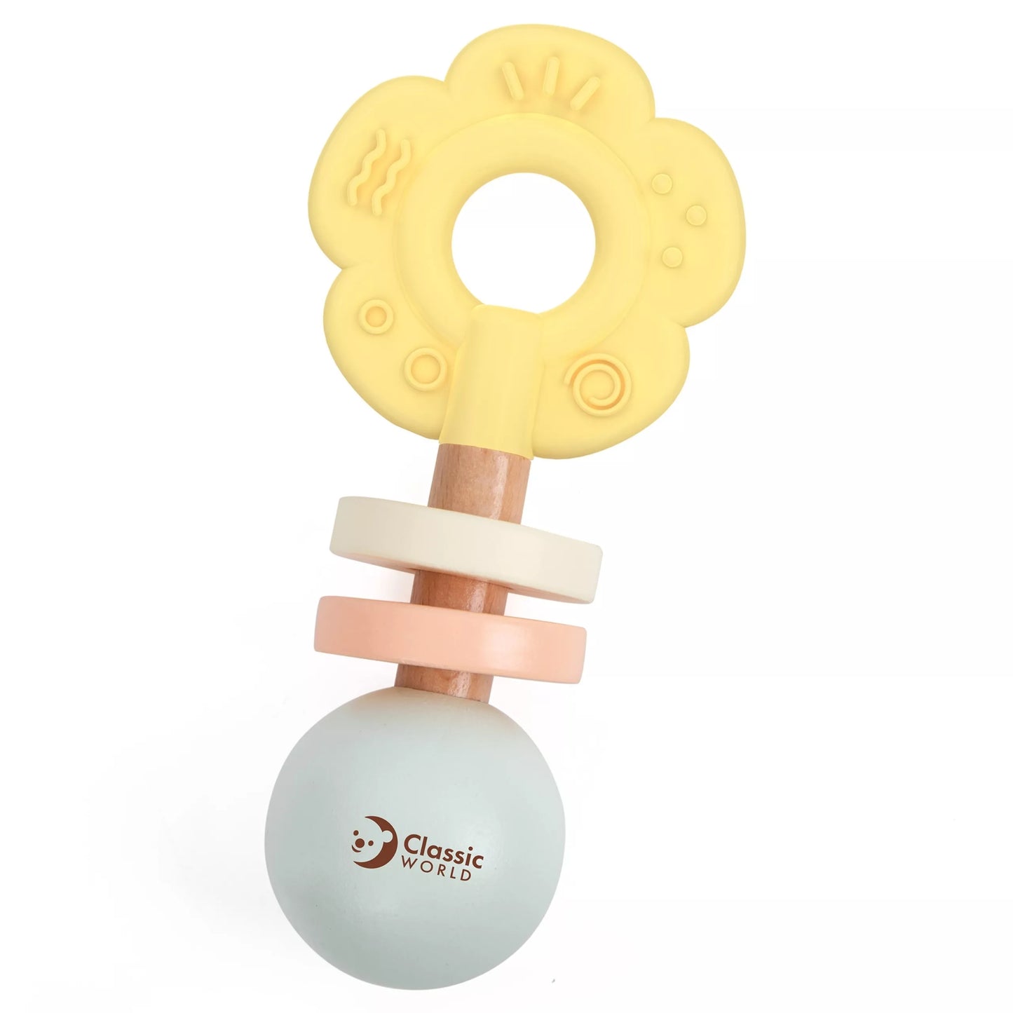 Medinis–silikoninis barškutis „Gėlytė“ (nuo 0+)