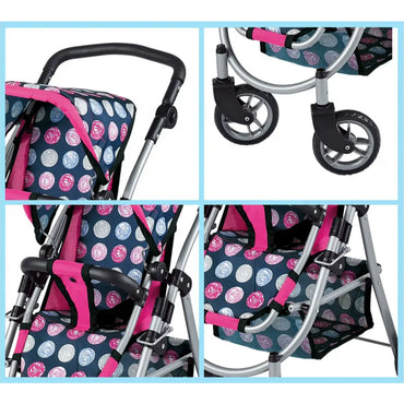 WOOPIE ROYAL lėlių vežimėlis su reguliuojama sėdyne ir 4 ratukais