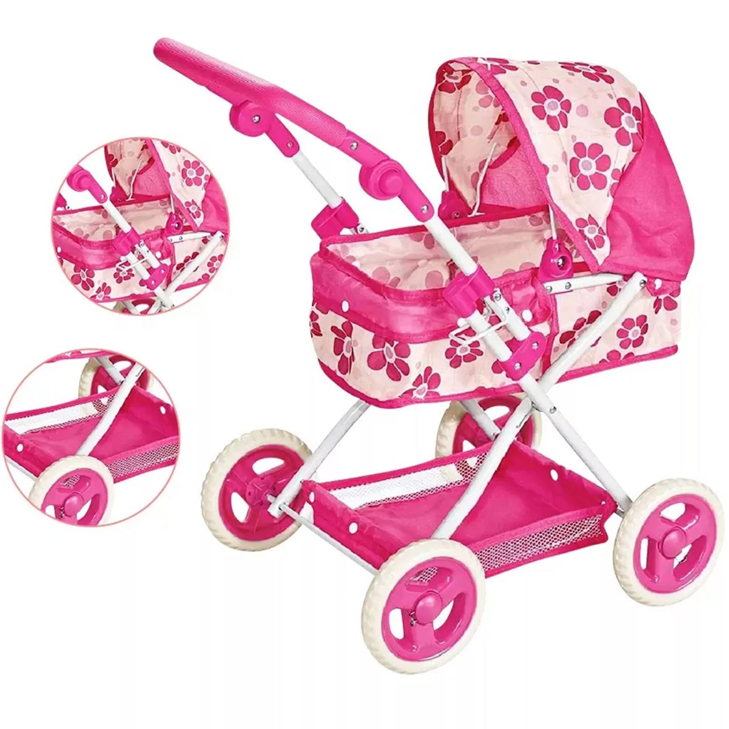 WOOPIE ROYAL gilus lėlių vežimėlis su reguliuojama rankena