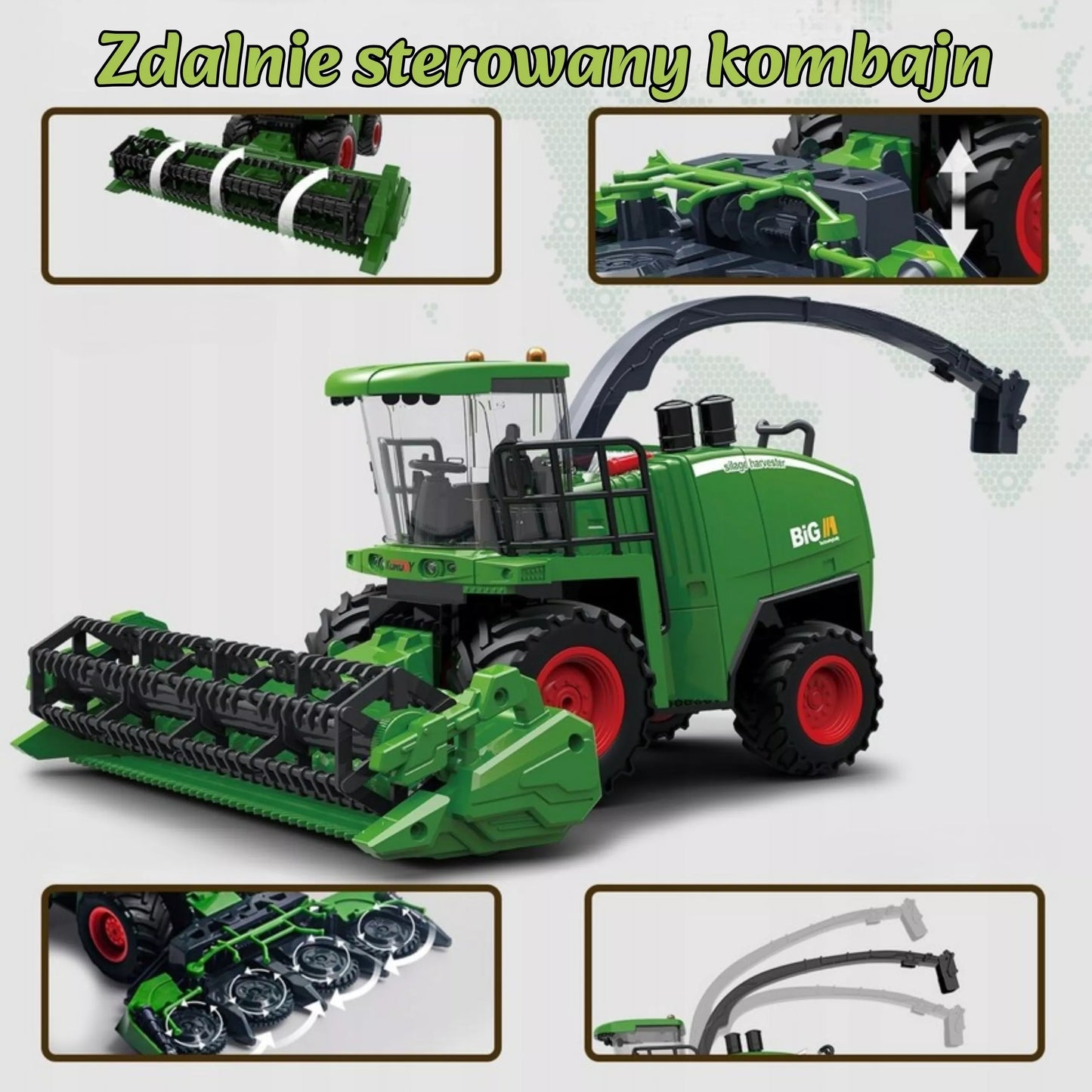 WOOPIE nuotoliniu būdu valdomas žemės ūkio derinys 1:24 su garso, šviesos ir dūmų efektais