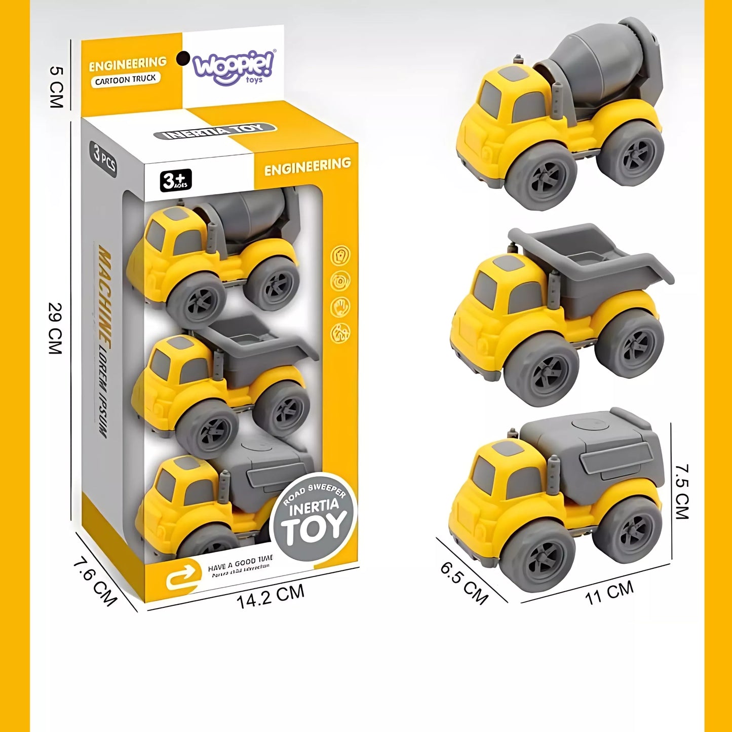 WOOPIE 3in1 Statybinės transporto priemonės