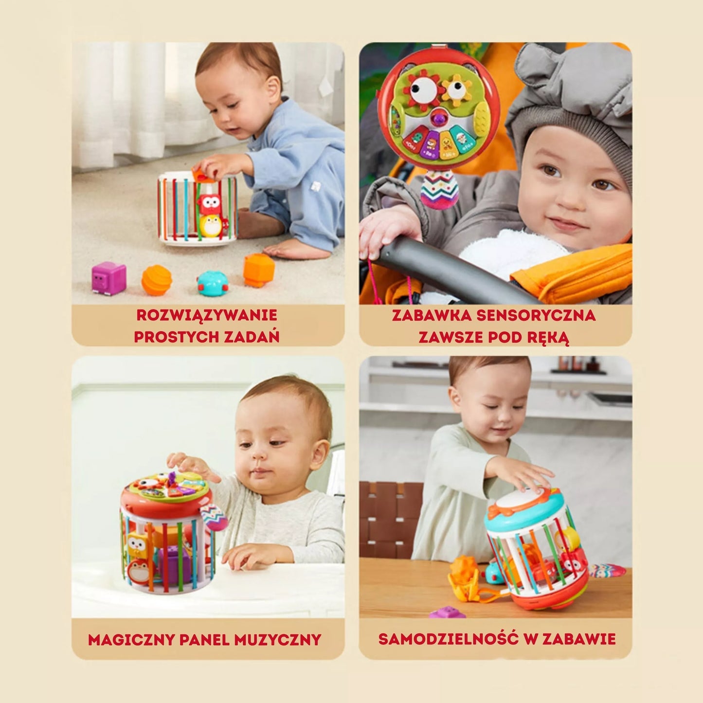 WOOPIE BABY interaktyvus būgnas „Roller“ sensorinis kubas