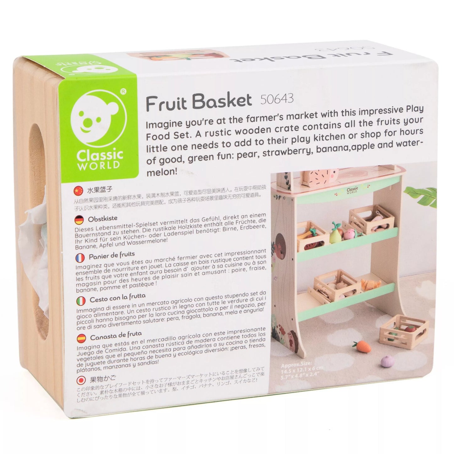 CLASSIC WORLD medinių vaisių rinkinys krepšelyje, 6 vnt.