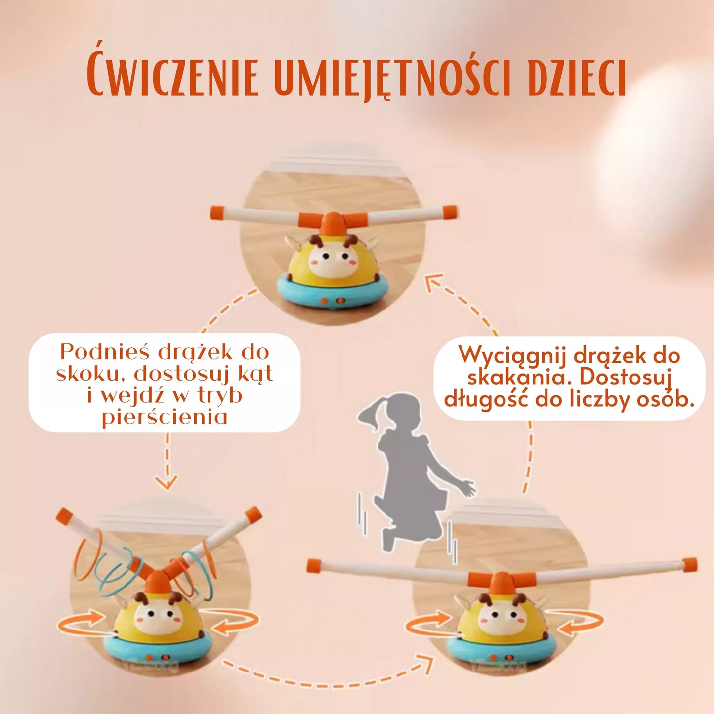 „WOOPIE“ automatinis šokdynės arkadinis žaidimas – 2 viename: šokdynė ir taikinys „Mesk į bitutę“