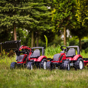 FALK „Valtra S4“ pedalinis traktorius su kaušu ir priekaba