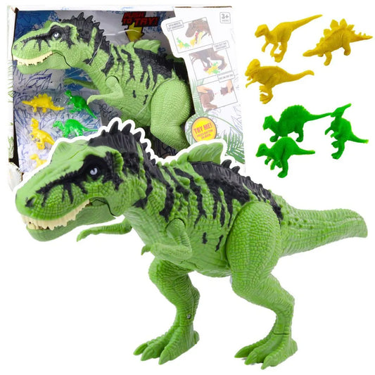 Interaktyvus dinozauras su garsais ir mini rinkinys