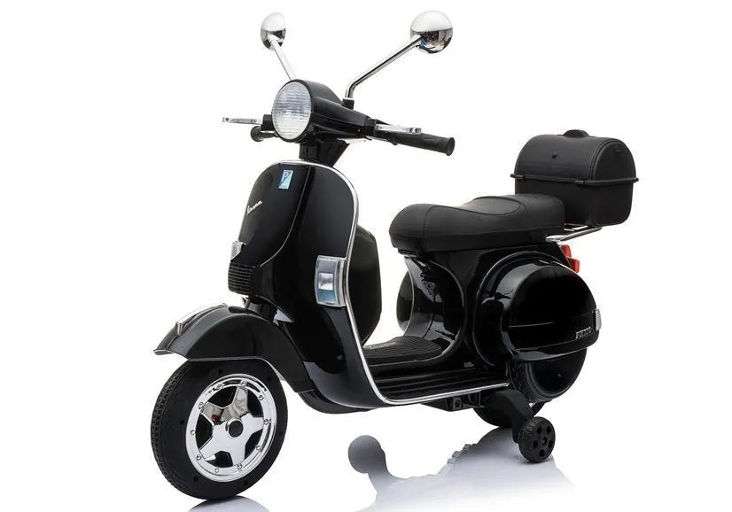Juoda elektrinė Vespa vaikams