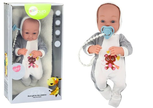 Kūdikio lėlė su čiulptuku, pledu ir aksesuarais – 35 cm