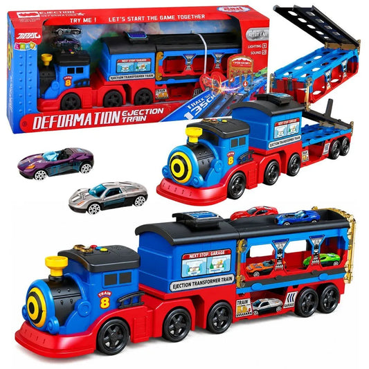 Lokomotyvas–transporteris su automobiliais