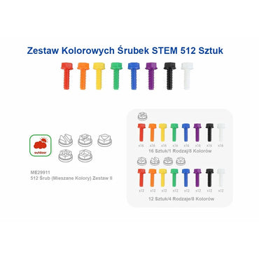 Masterkidz 512 spalvotų varžtų rinkinys STEM lentoms