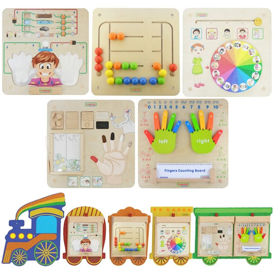 MASTERKIDZ 5in1 traukinio sensorinių lentų rinkinys