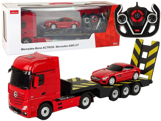Nuotoliniu būdu valdomas Mercedes‑Benz 1:26 raudonas tralas