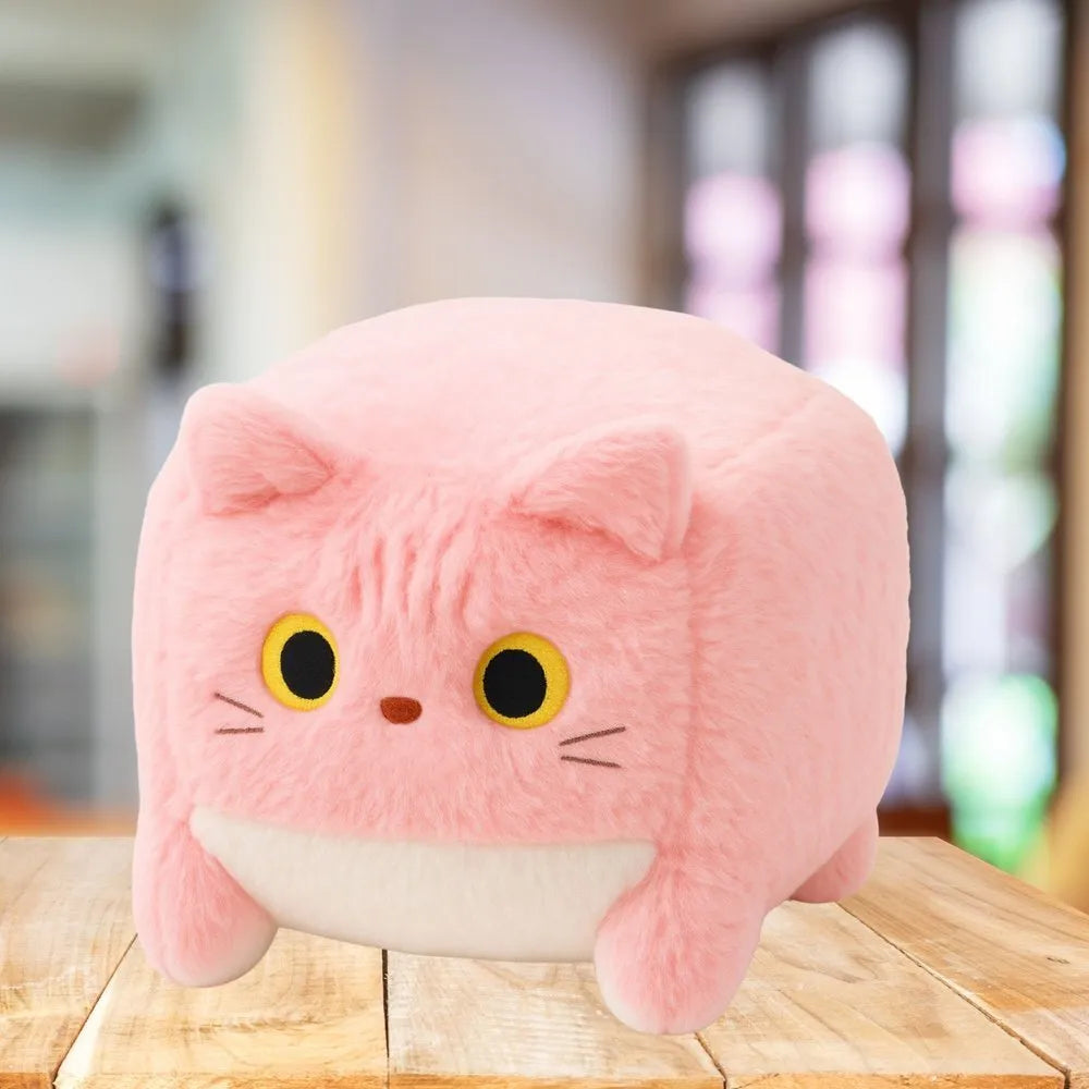 Pliušinis katinėlis kubas rožinis 18 cm