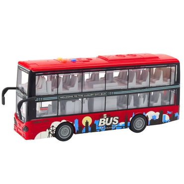 Raudonas dviaukštis autobusas 1:16 su garsais