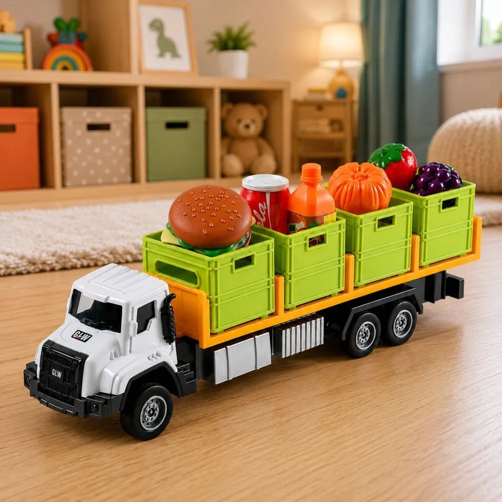 Transporto sunkvežimis su priekaba, 4 dėžėmis ir maisto aksesuarais