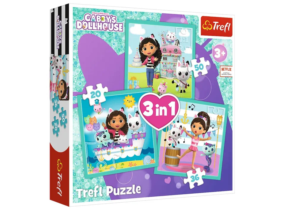 Trefl 34871 Gabby’s Dollhouse 3in1 dėlionė