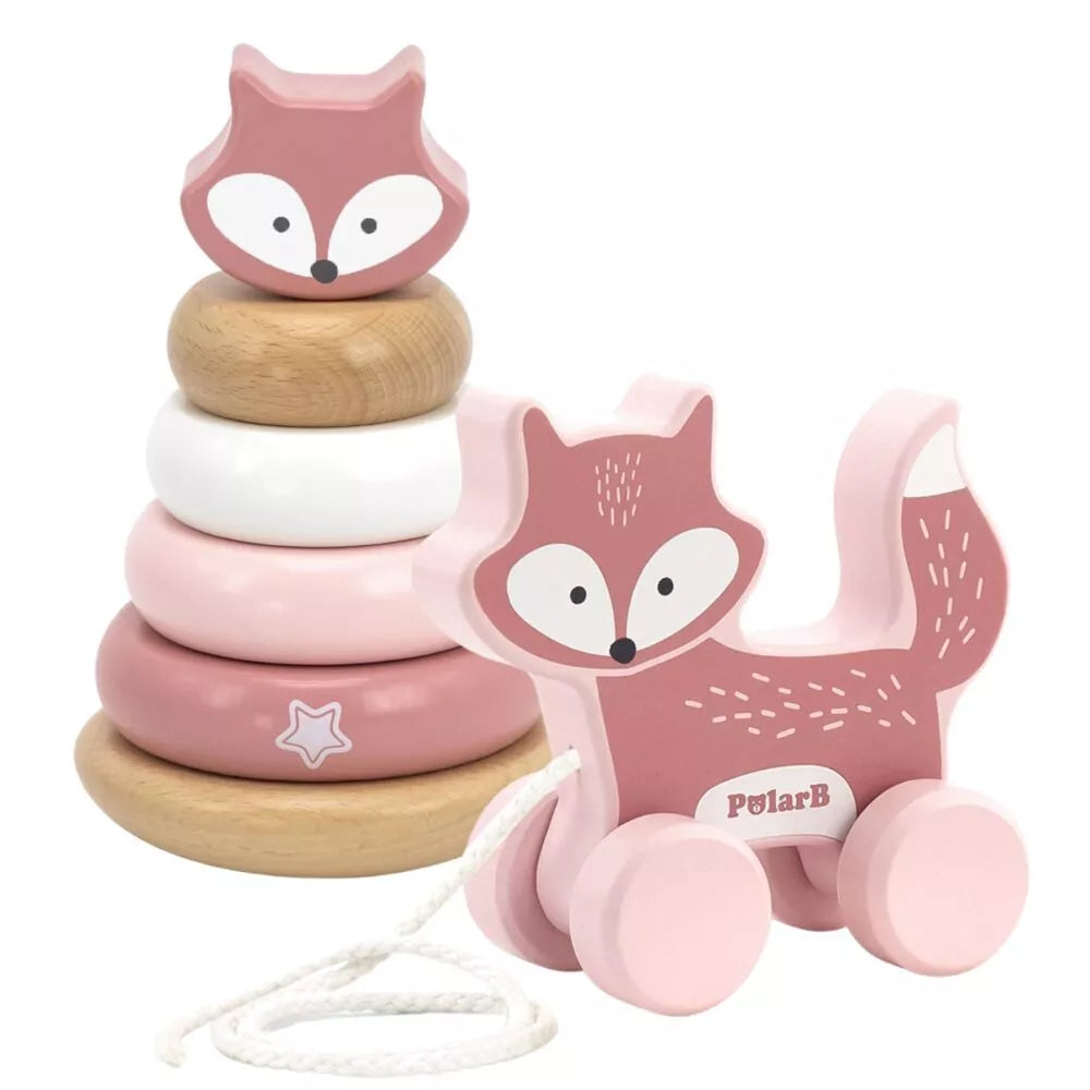 VIGA PolarB rinkinys, medinė lapės piramidė + lapė traukimui