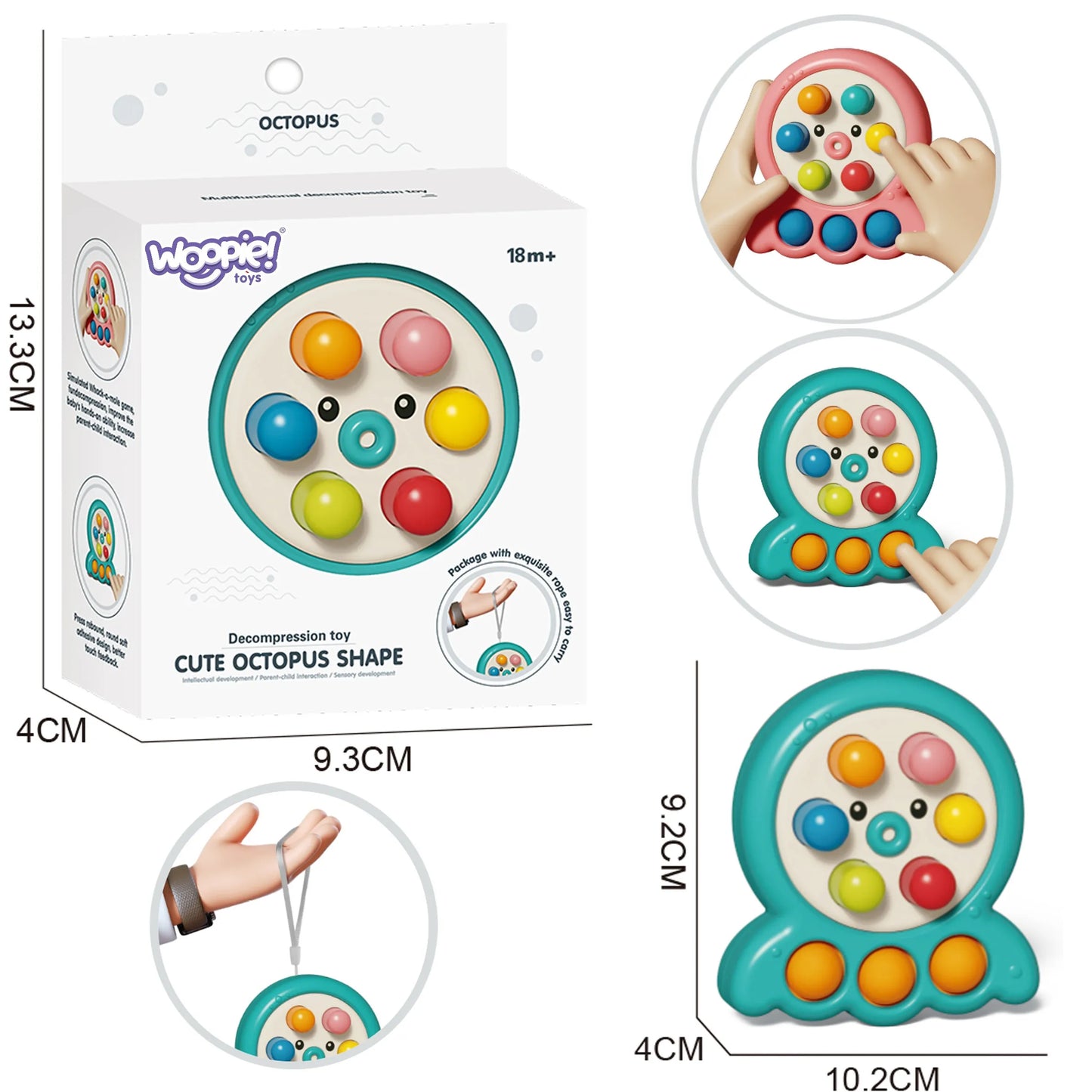 Woopie 2in1 žaidimas „Krečiuko spaudyklė“ – su oktopusu ir traukimo virvele