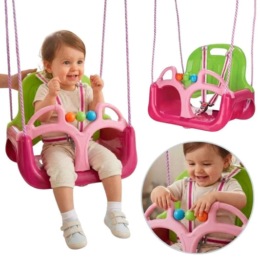 Woopie 3in1 rožinė supynė su saugos diržais